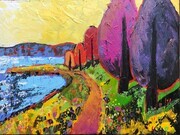 DUCOTE; A Path by the Sea, acrylic on canvas, 18" x 24" SOLD