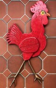 DUCOTE; Big Red Rooster, painted wood and found objects SOLD