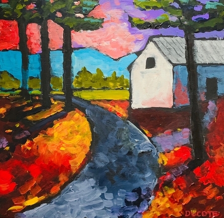 DUCOTE, Old Barn, acrylic on cradled wood panel, 10 x 10 SOLD