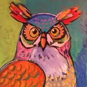 DUCOTE, Old Hooty Owl; acrylic on canvas SOLD