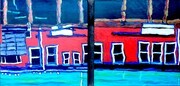 DUCOTE; Reflections; diptych; acrylic on canvas; 16x16" x 2; SOLD
