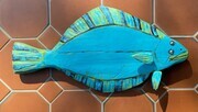 DUCOTE, Right-eyed Flounder aka Big Bluey, painted wood, SOLD