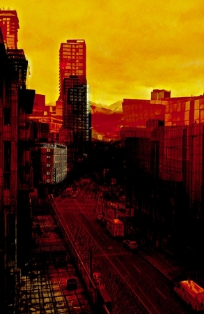 DUCOTE: Seismic Shift, digital collage and painting, 1/10, 2/10 SOLD