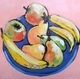 DUCOTE; Still Life with Blue Bowl; acrylic on canvas, framed; 16x16" available