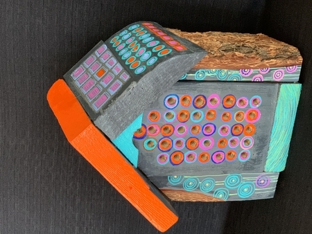 TAYLOR, A Nesting Box for Artistically Inclined Bees (with a nod to F. Hundertwasser), wood, screws, paint SOLD