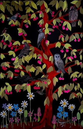 TAYLOR/DUCOTE, It's for the Birds, collage on cradled wood panel, 60" x 40" SOLD